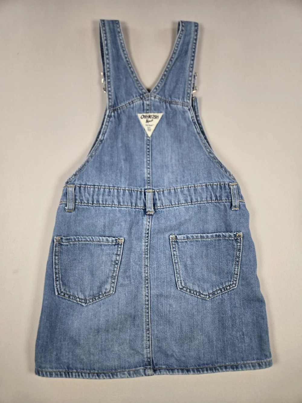 Vintage Y2K OshKosh B'gosh Girls Denim Vestbak Jumper Dress Size 6X
